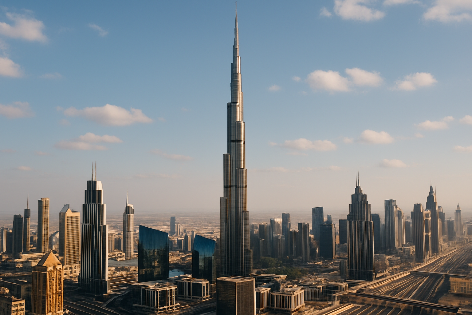 Burj Khalifa towering over Dubai skyline